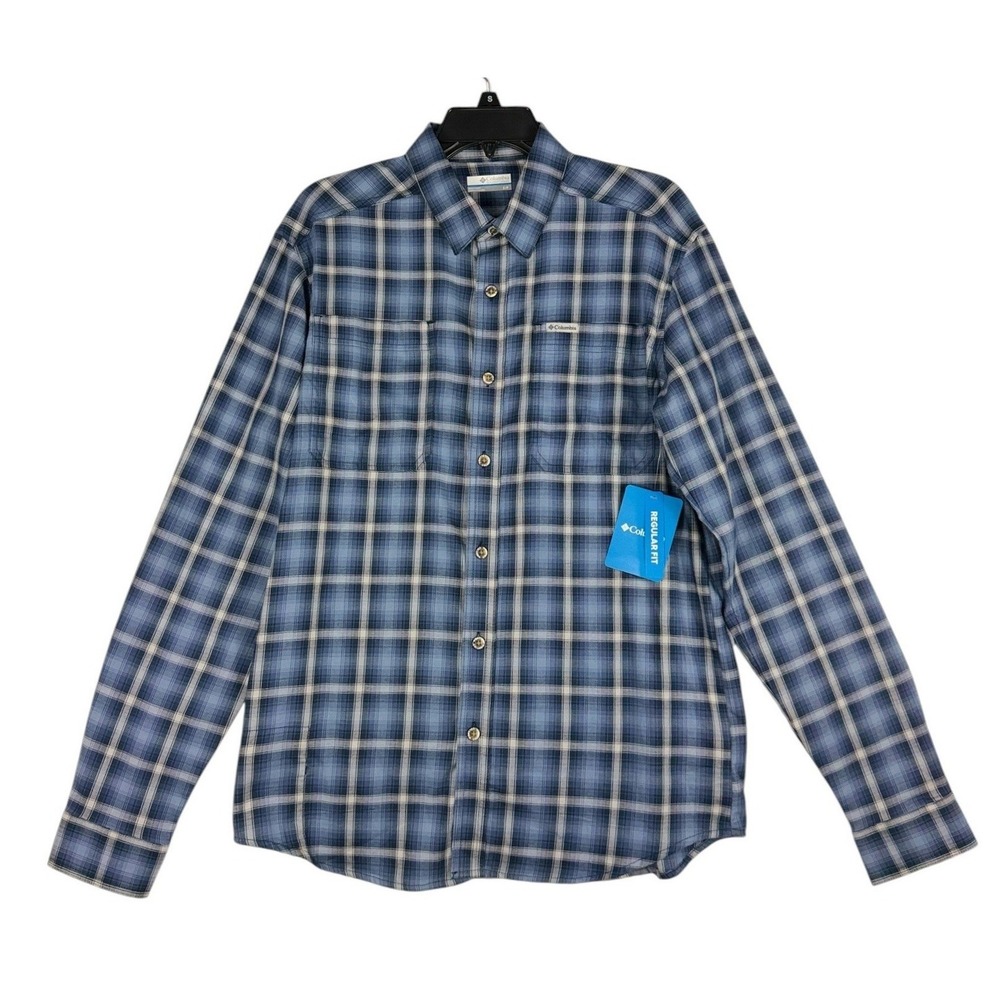 Columbia Mens Vapor Ridge IV Long Sleeve Plaid Button Down Shirt Blue NWT
